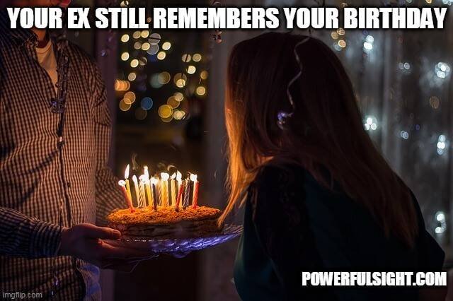 A guy giving a birthday cake to a girl showing signs your ex will eventually come back